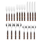 Ensemble de couverts 20 pièces avec manche en plastique foncé et bambou