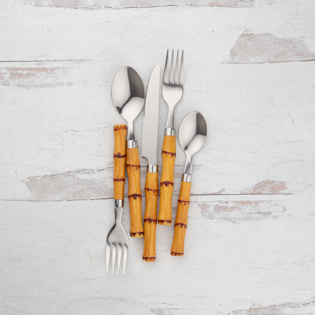 Ensemble de couverts 20 pièces avec manche en bambou