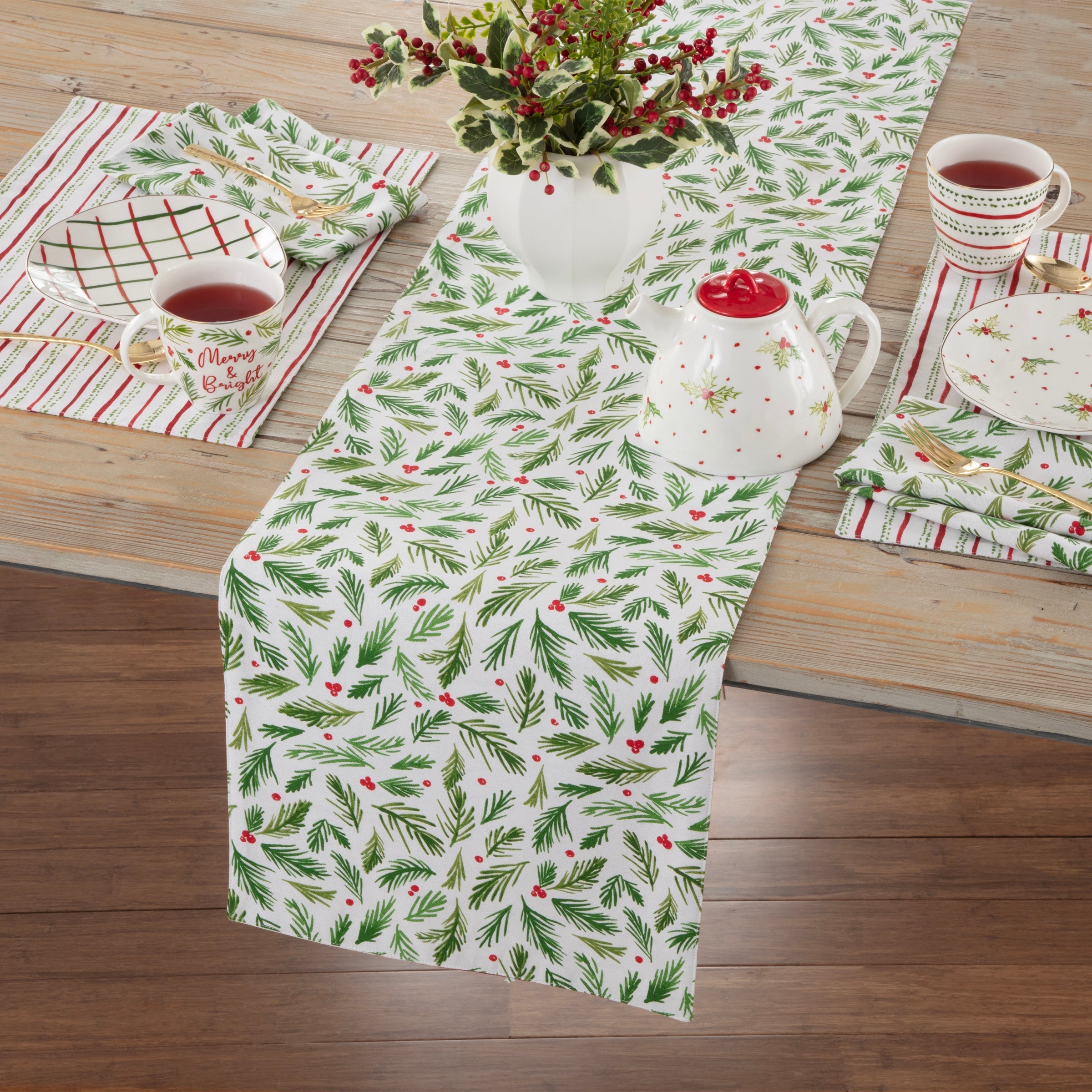 Chemin de table réversible Bayberry Merry &amp; Bright