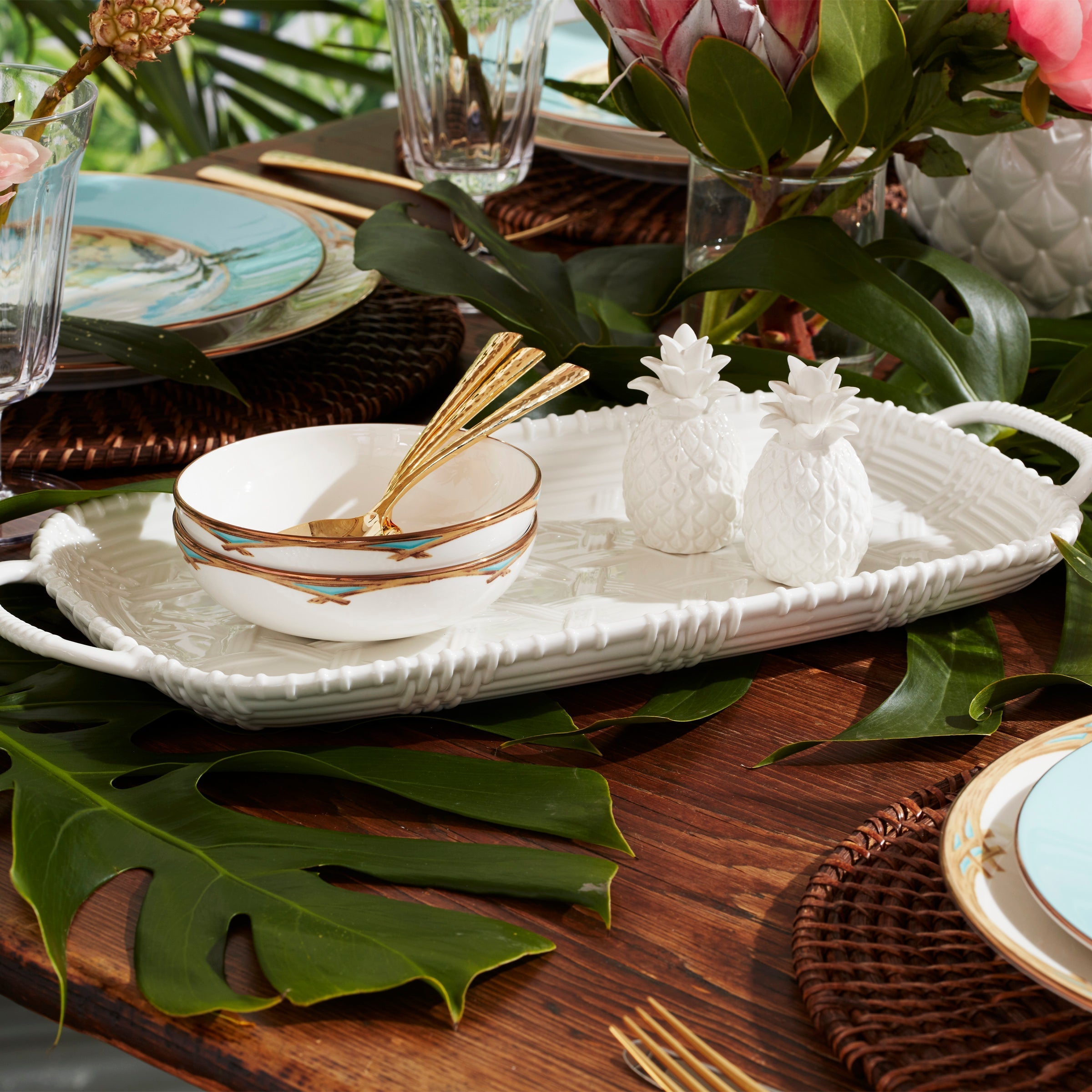 Coupe à fruits en bambou de style colonial britannique