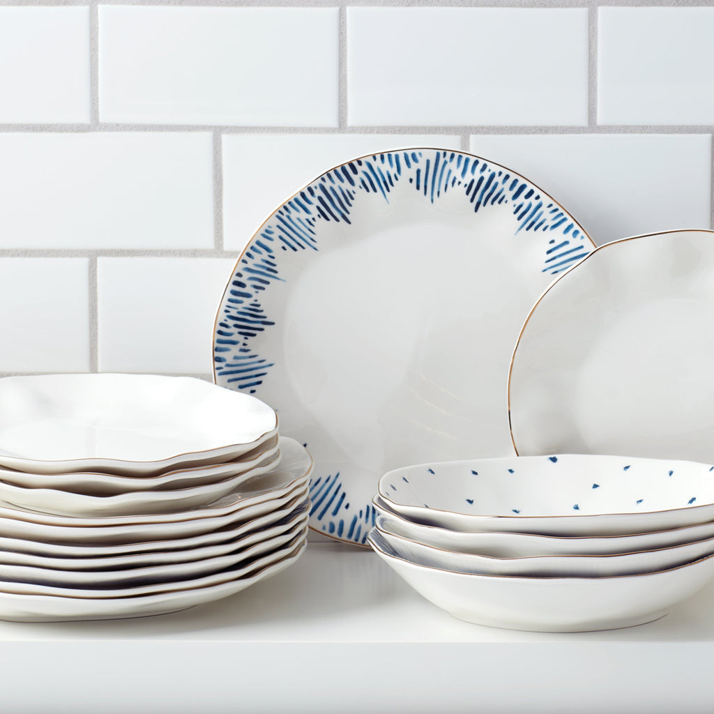 Assiettes plates blanches Blue Bay - Lot de 4