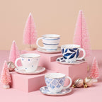 Ensemble de 8 tasses et soucoupes à expresso Blue Bay