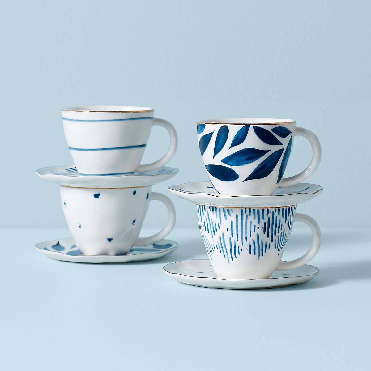 Ensemble de 8 tasses et soucoupes à expresso Blue Bay