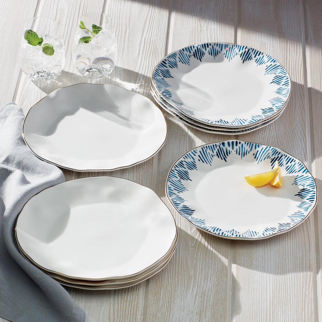 Assiettes plates blanches Blue Bay - Lot de 4
