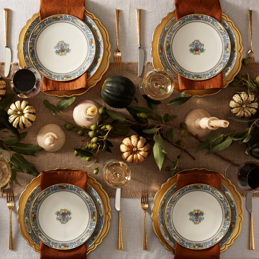 Assiettes plates blanches d'automne - Lot de 4