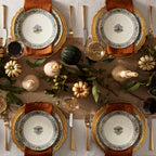 Assiettes plates blanches d'automne - Lot de 4