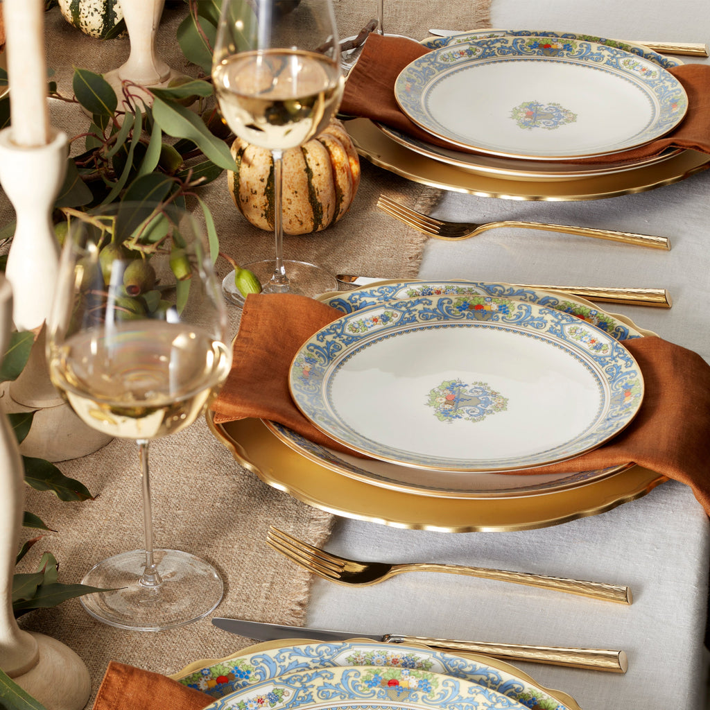 Assiettes plates blanches d'automne - Lot de 4