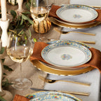 Assiettes plates blanches d'automne - Lot de 4