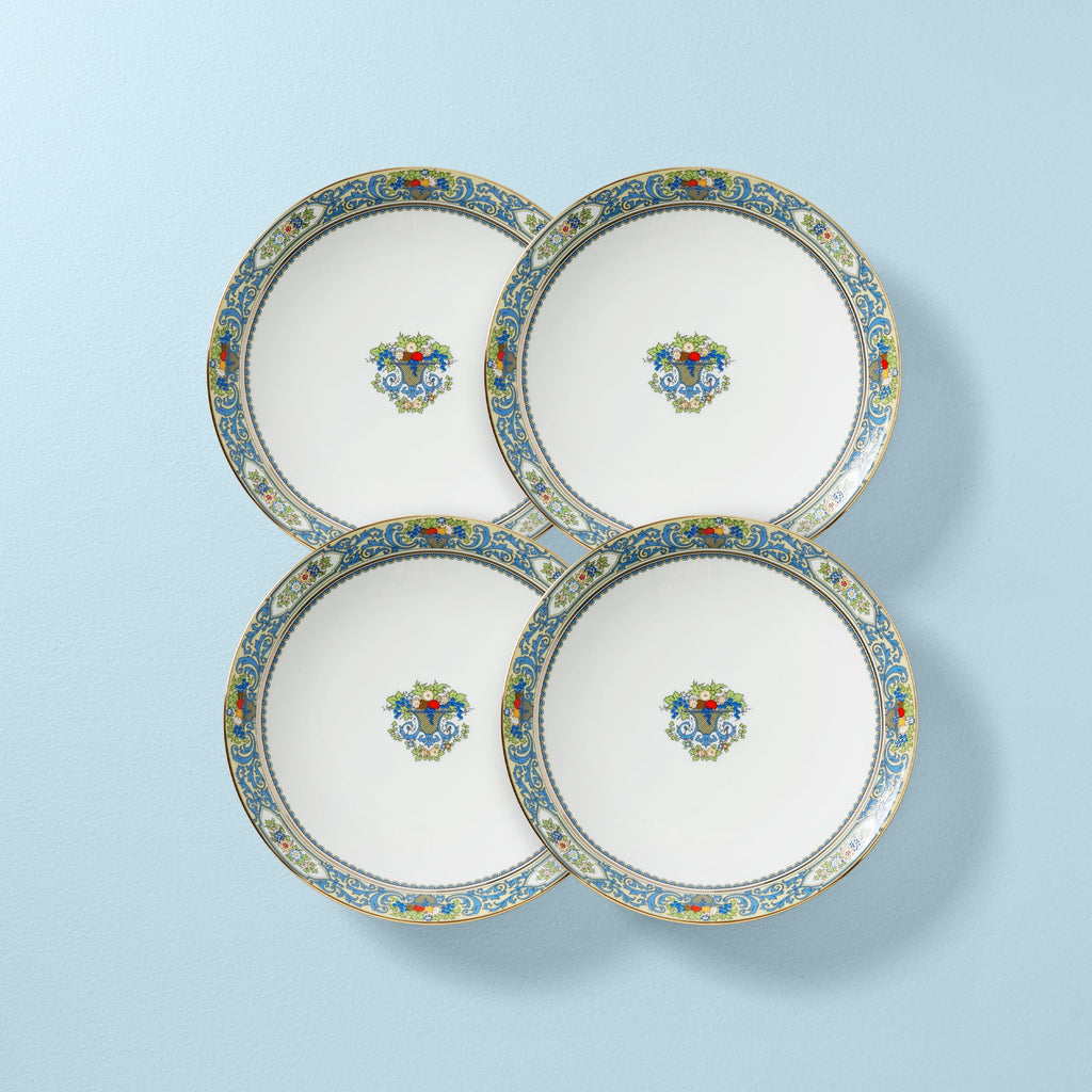 Assiettes plates blanches d'automne - Lot de 4