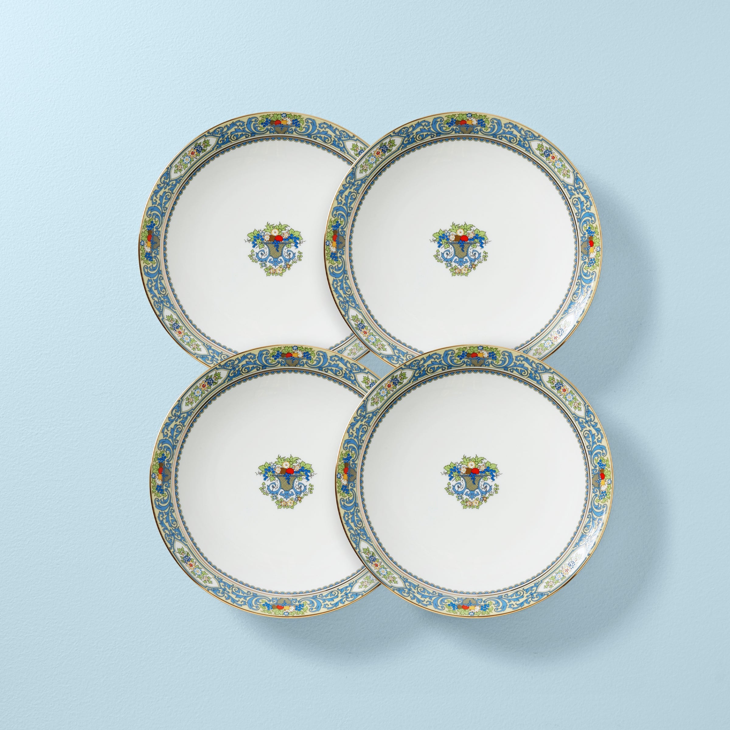 Assiettes plates blanches d'automne - Lot de 4