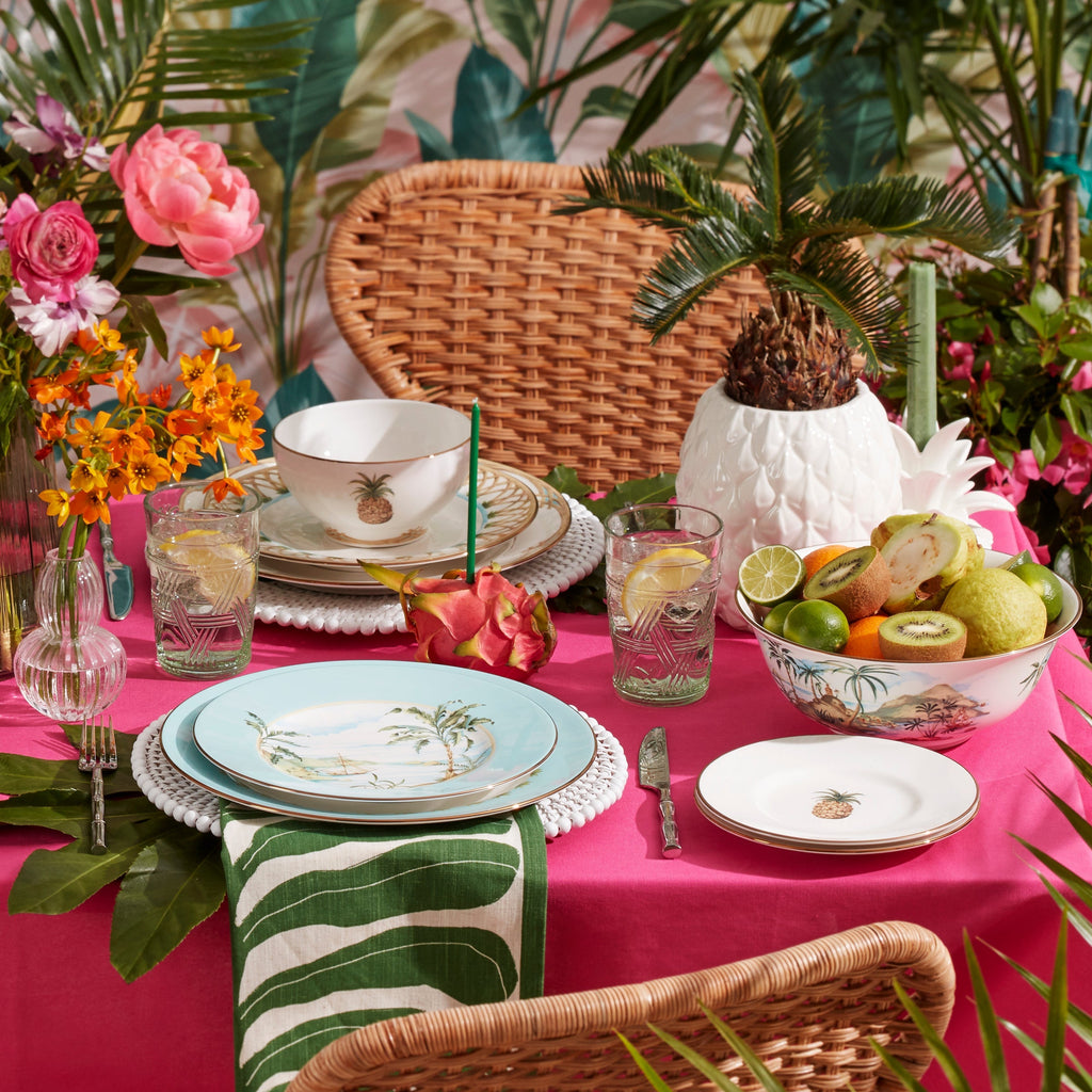 Assiette plate en bambou de style colonial britannique