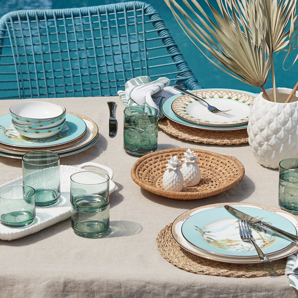 Assiette plate en bambou de style colonial britannique