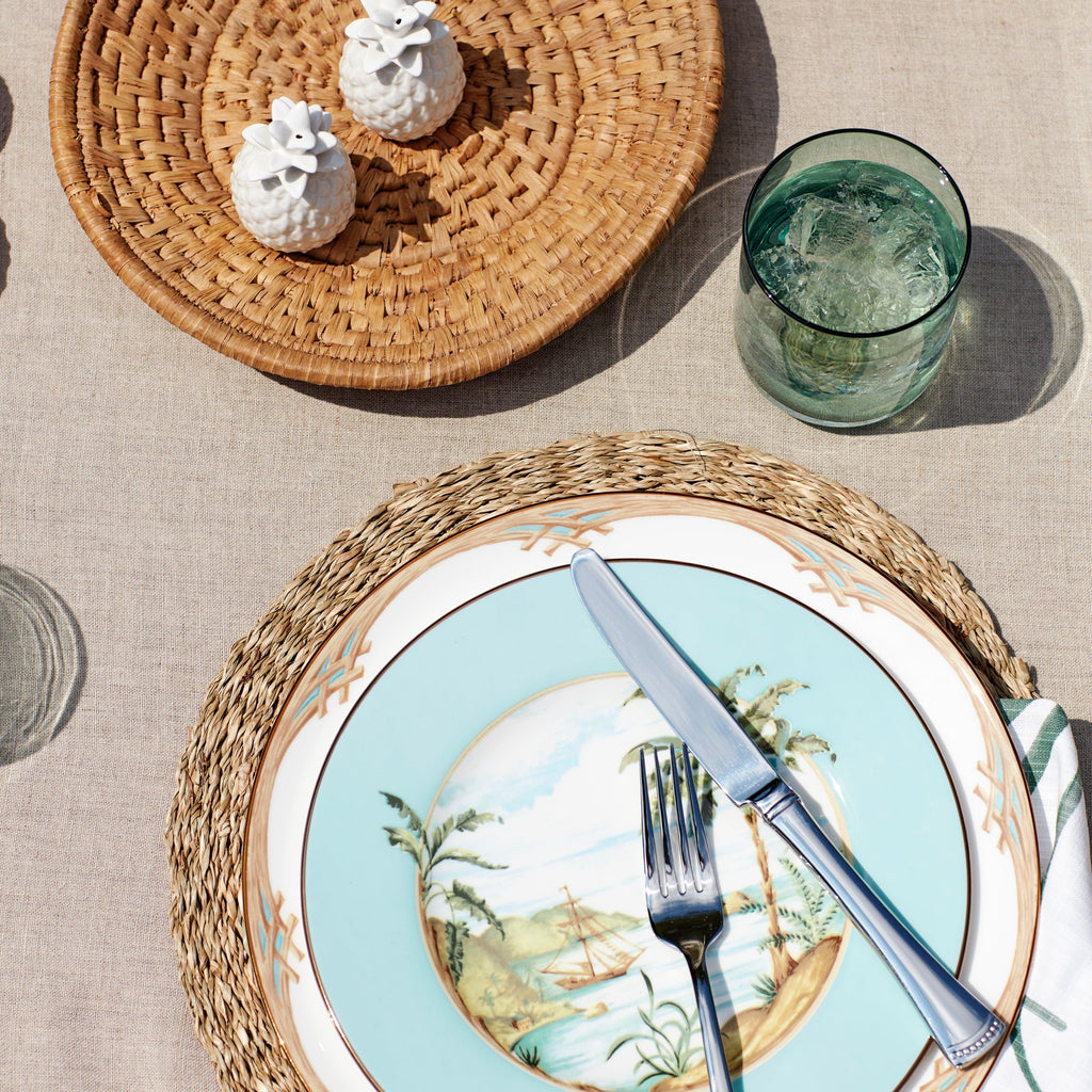 Assiette plate en bambou de style colonial britannique