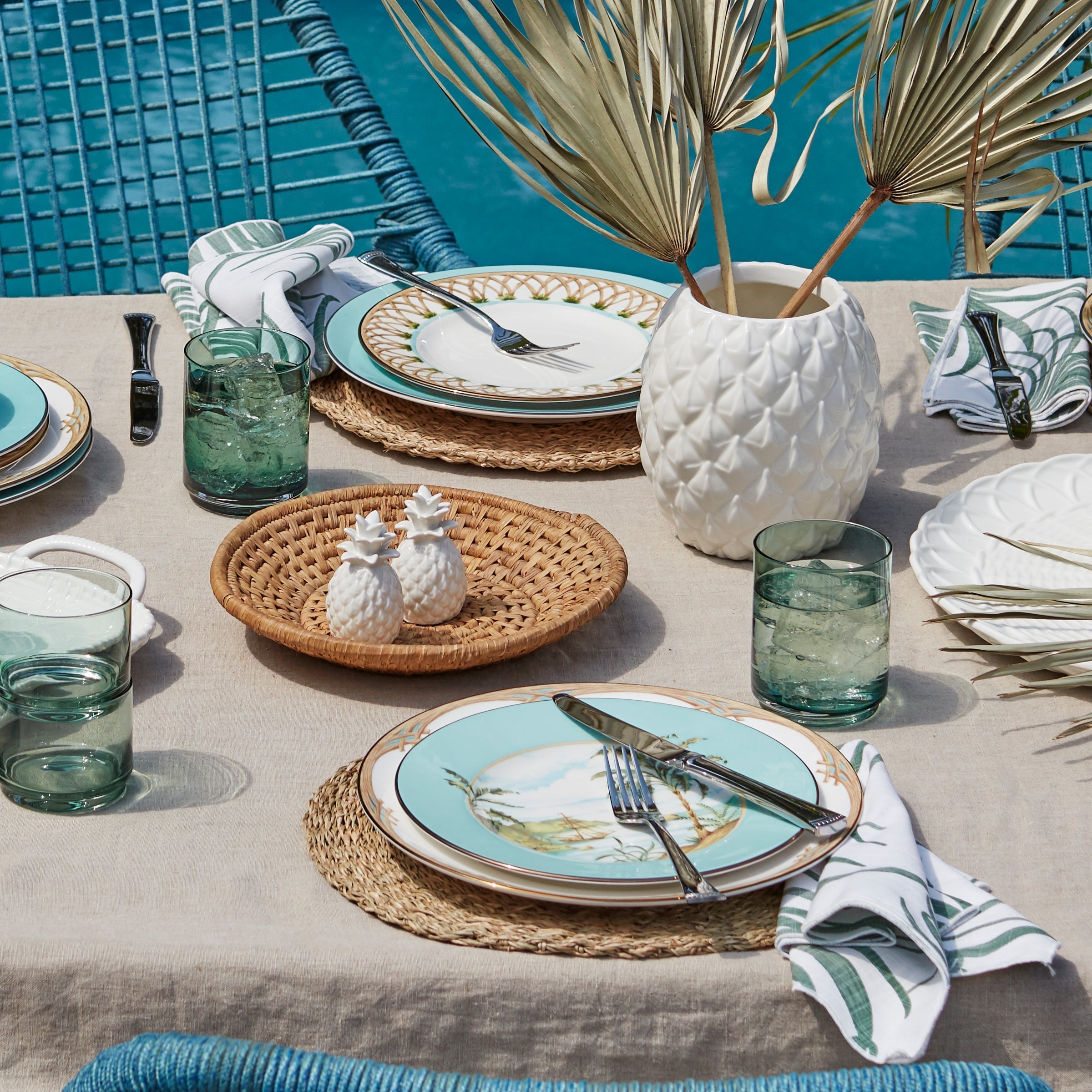 Assiette décorative en bambou de style colonial britannique