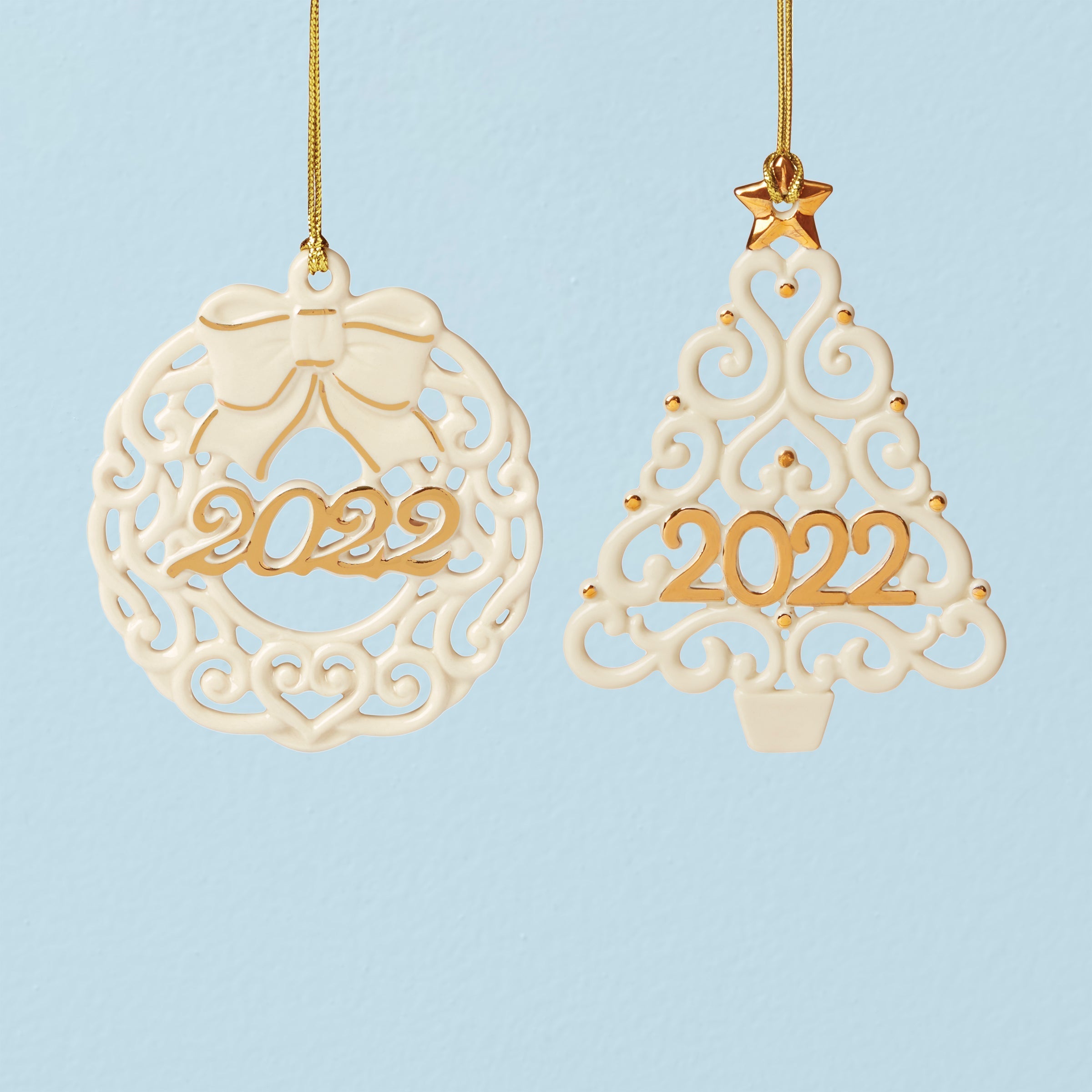 Décorations de couronne et d'arbre 2022 - Lot de 2