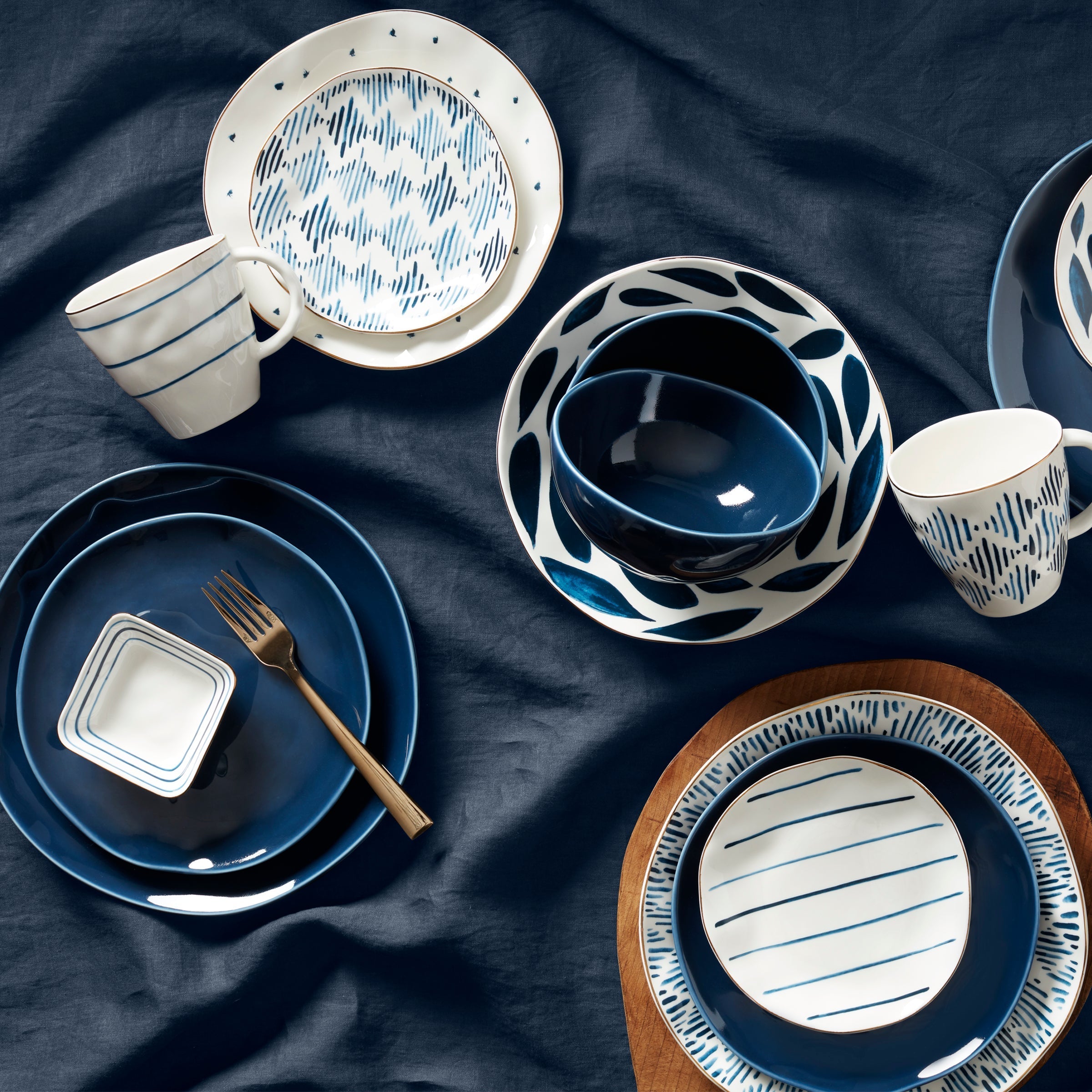 Assiettes décoratives Bay Colors bleues - Lot de 4