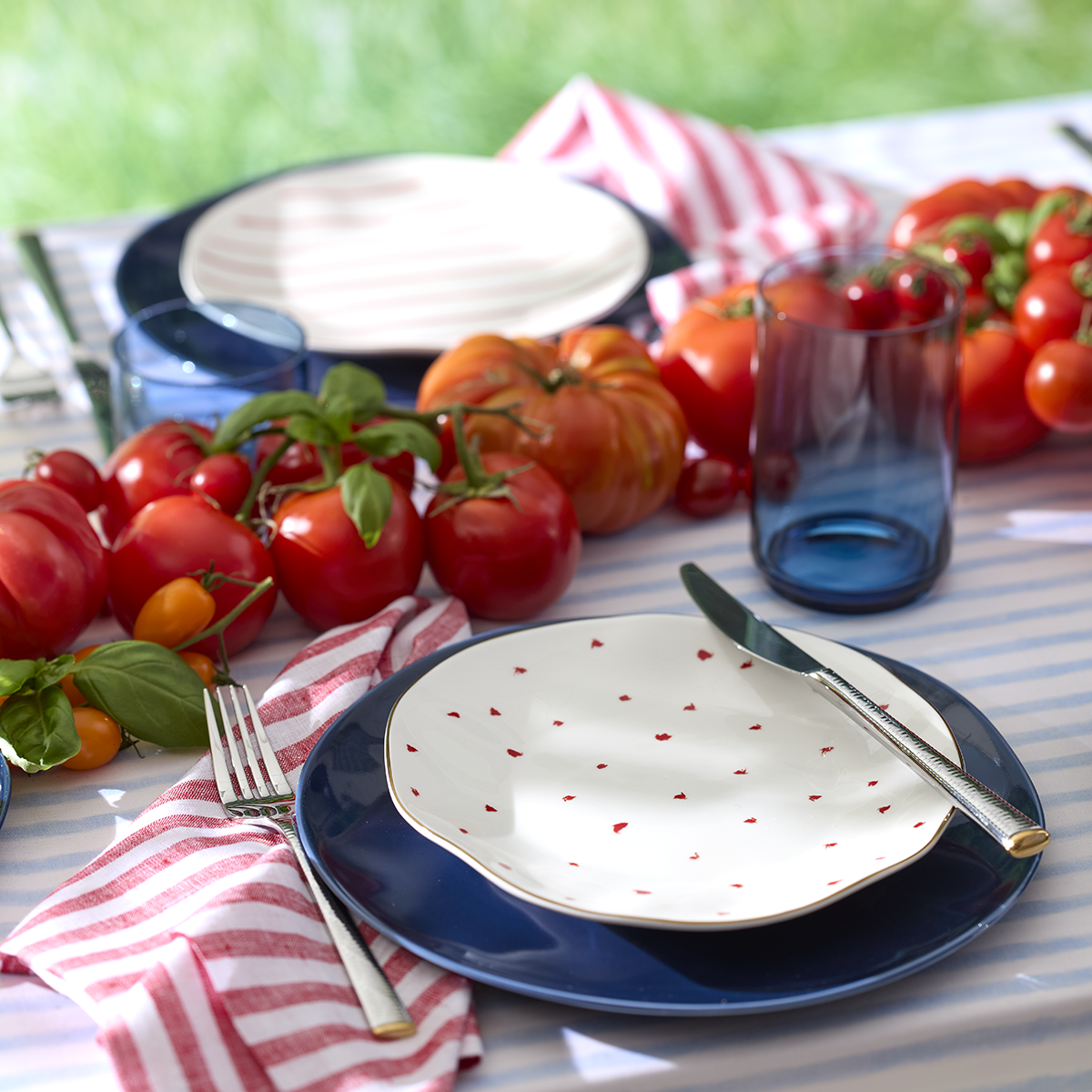 Assiettes plates bleues Bay Colors - Lot de 4