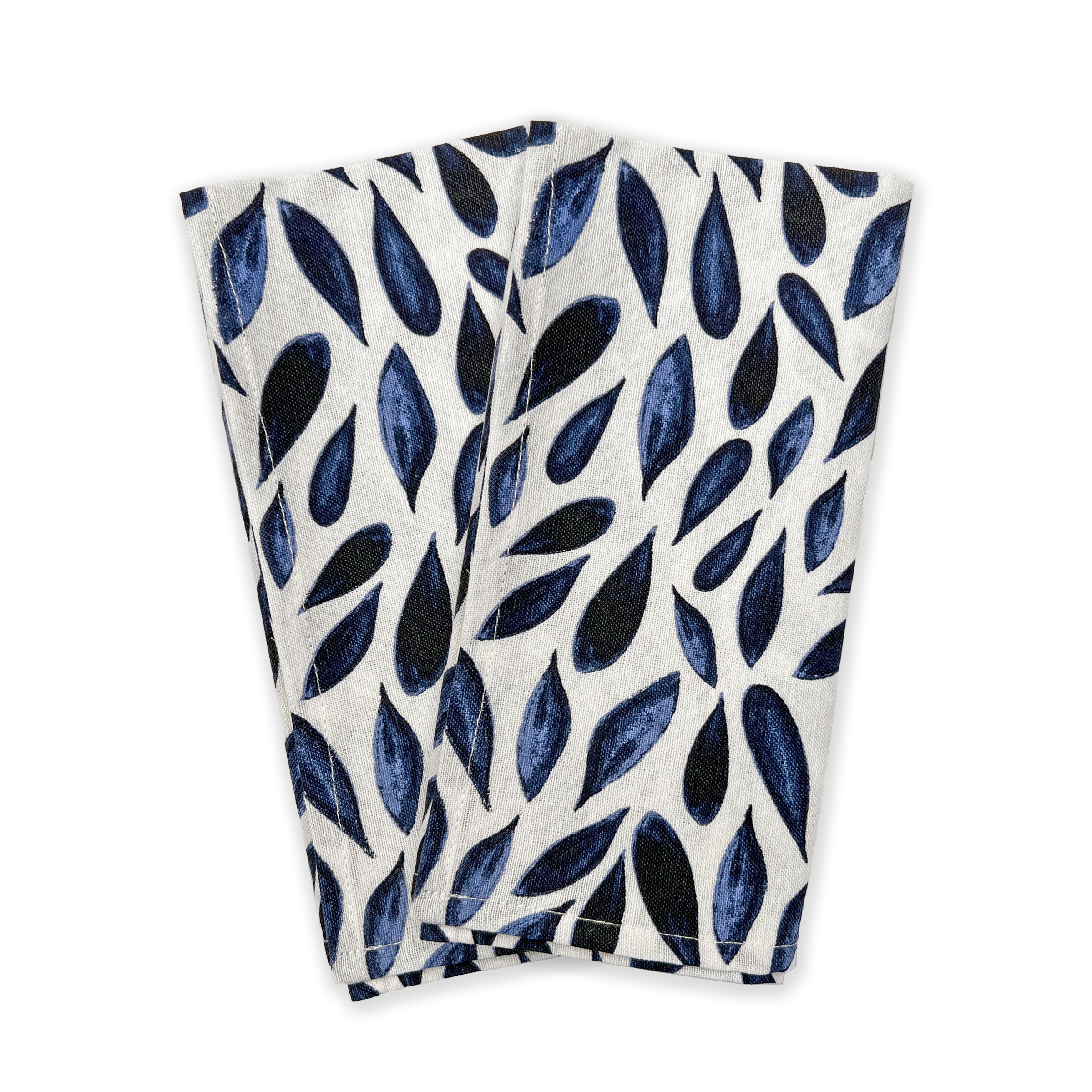 Serviettes de table à motif feuille de laurier bleue - Lot de 2