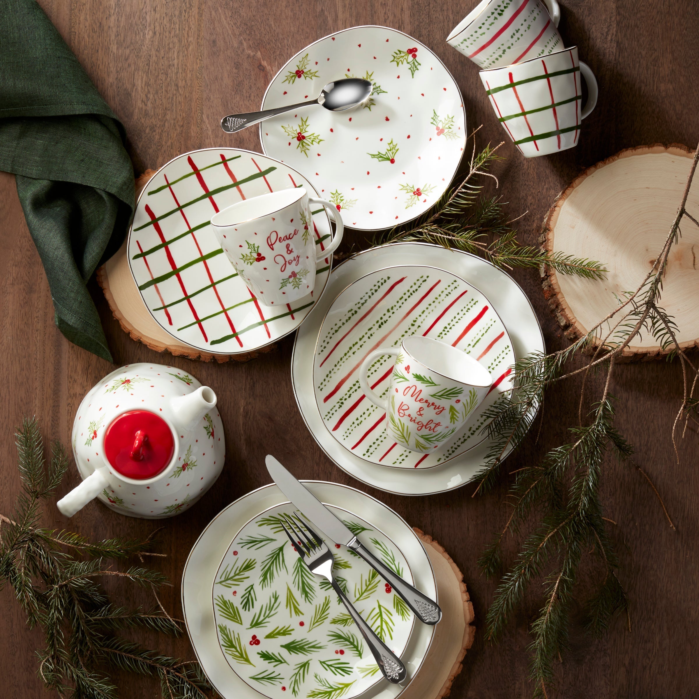 Assiettes à dessert aux baies de laurier - Lot de 4