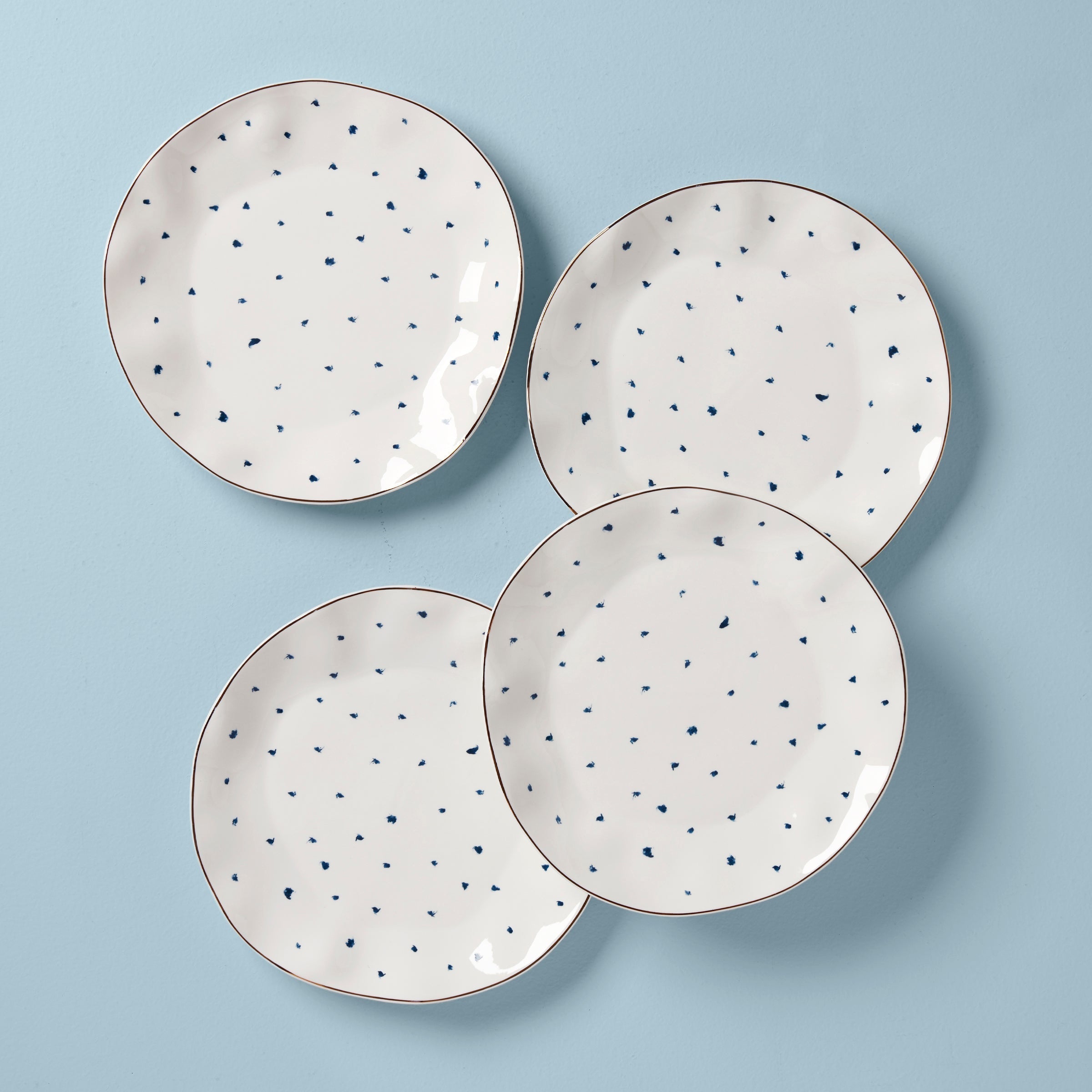 Assiettes plates Blue Bay Dots - Lot de 4