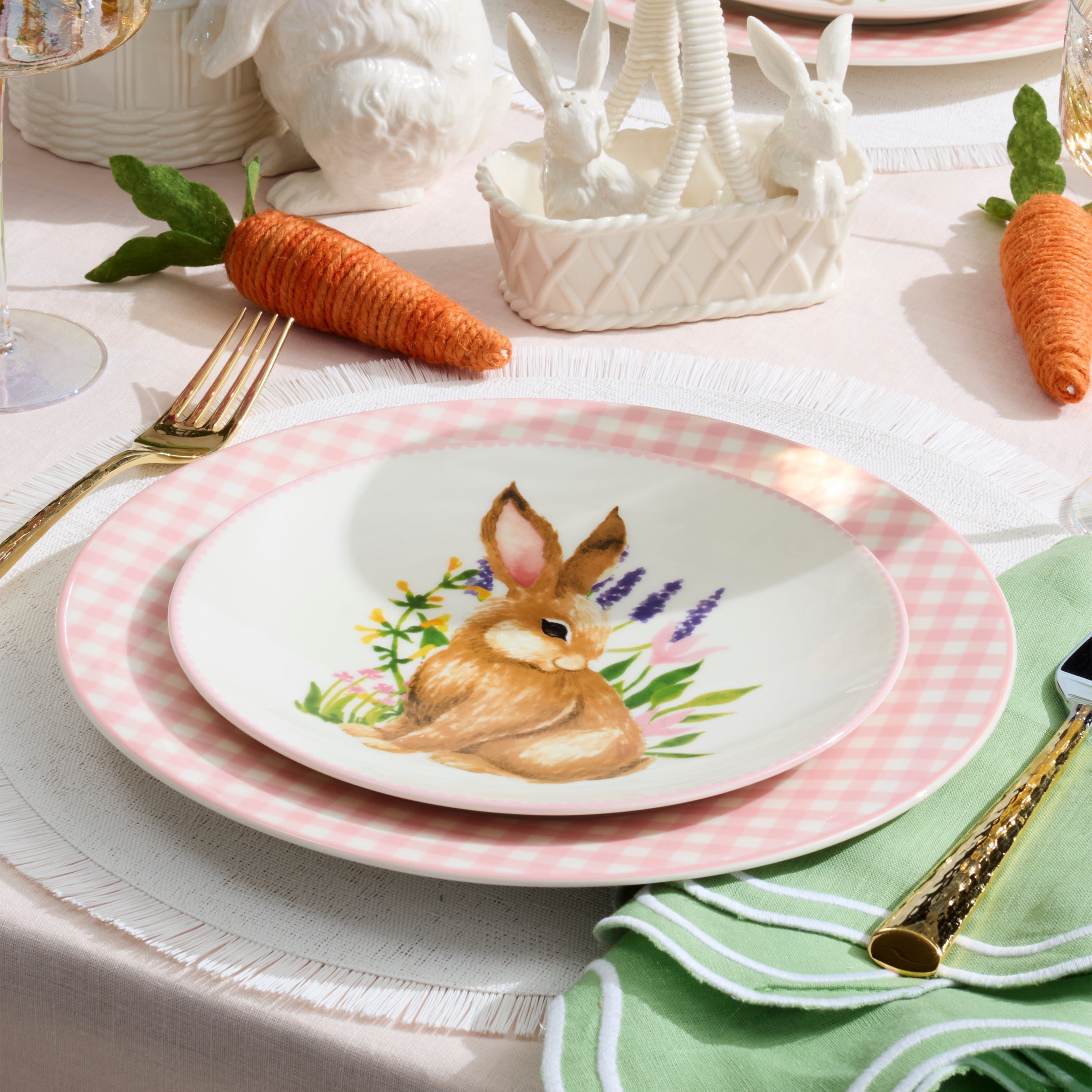 Assiettes décoratives lapin - Lot de 4