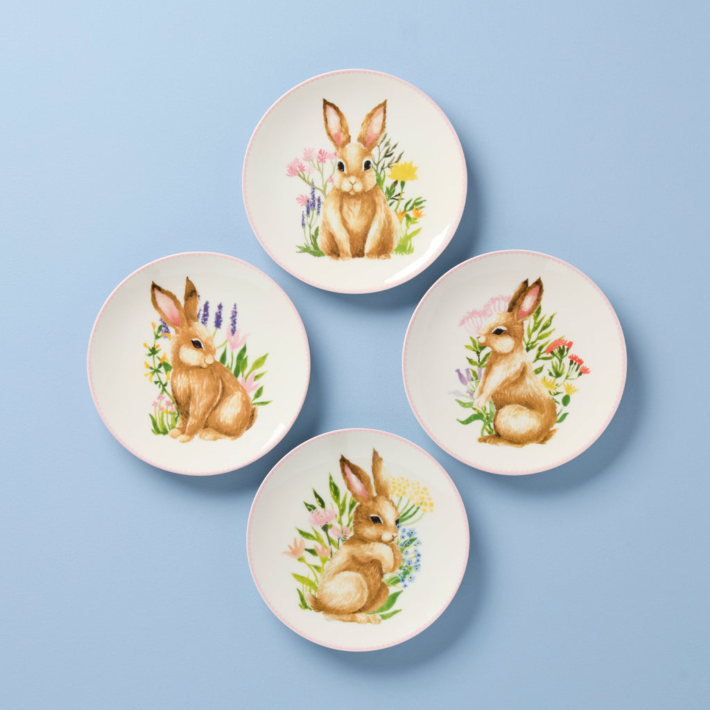 Assiettes décoratives lapin - Lot de 4