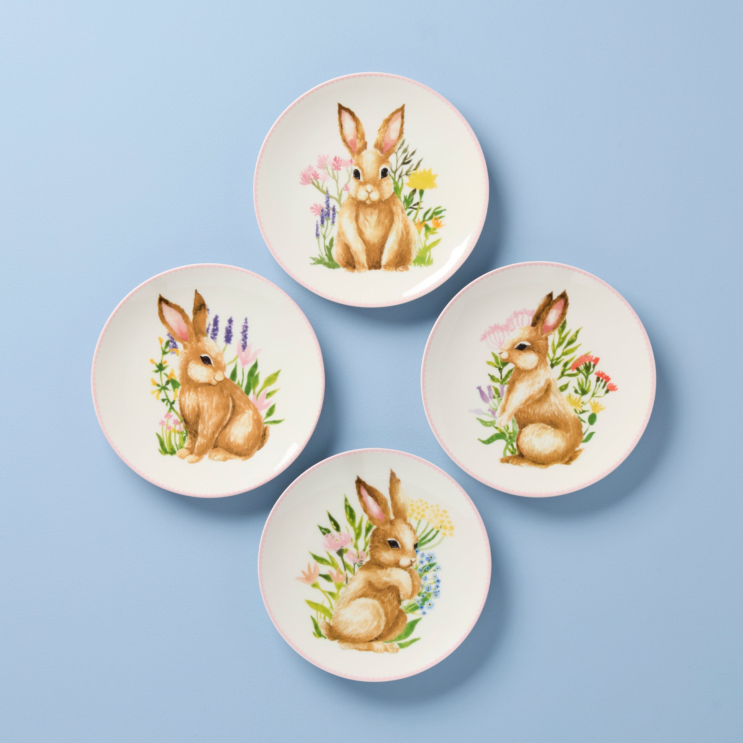 Assiettes décoratives lapin - Lot de 4