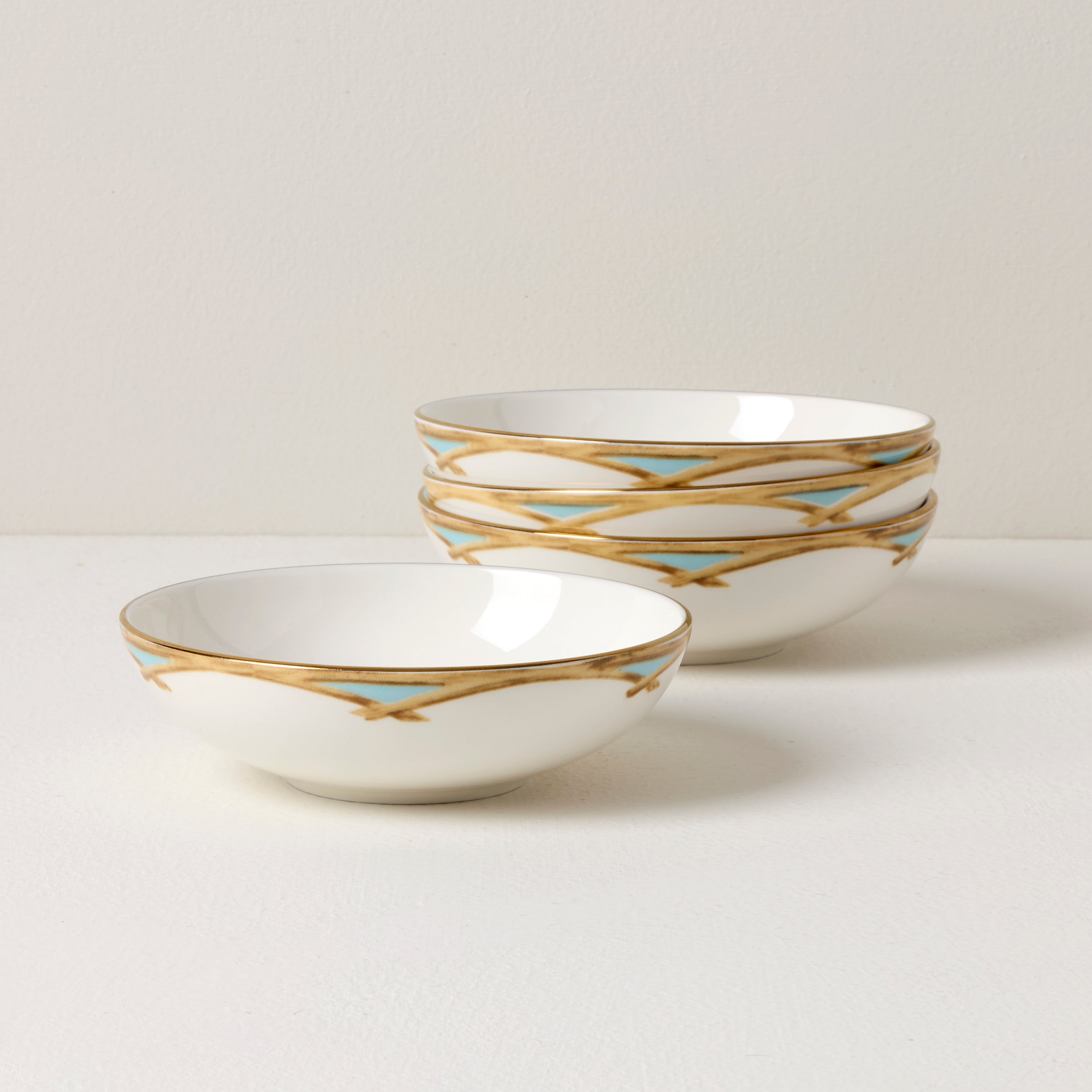 Ensemble de 4 coupes à fruits en bambou de style colonial britannique