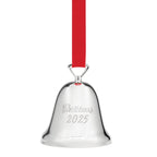 Ornement annuel en métal argenté en forme de cloche de Noël 2025