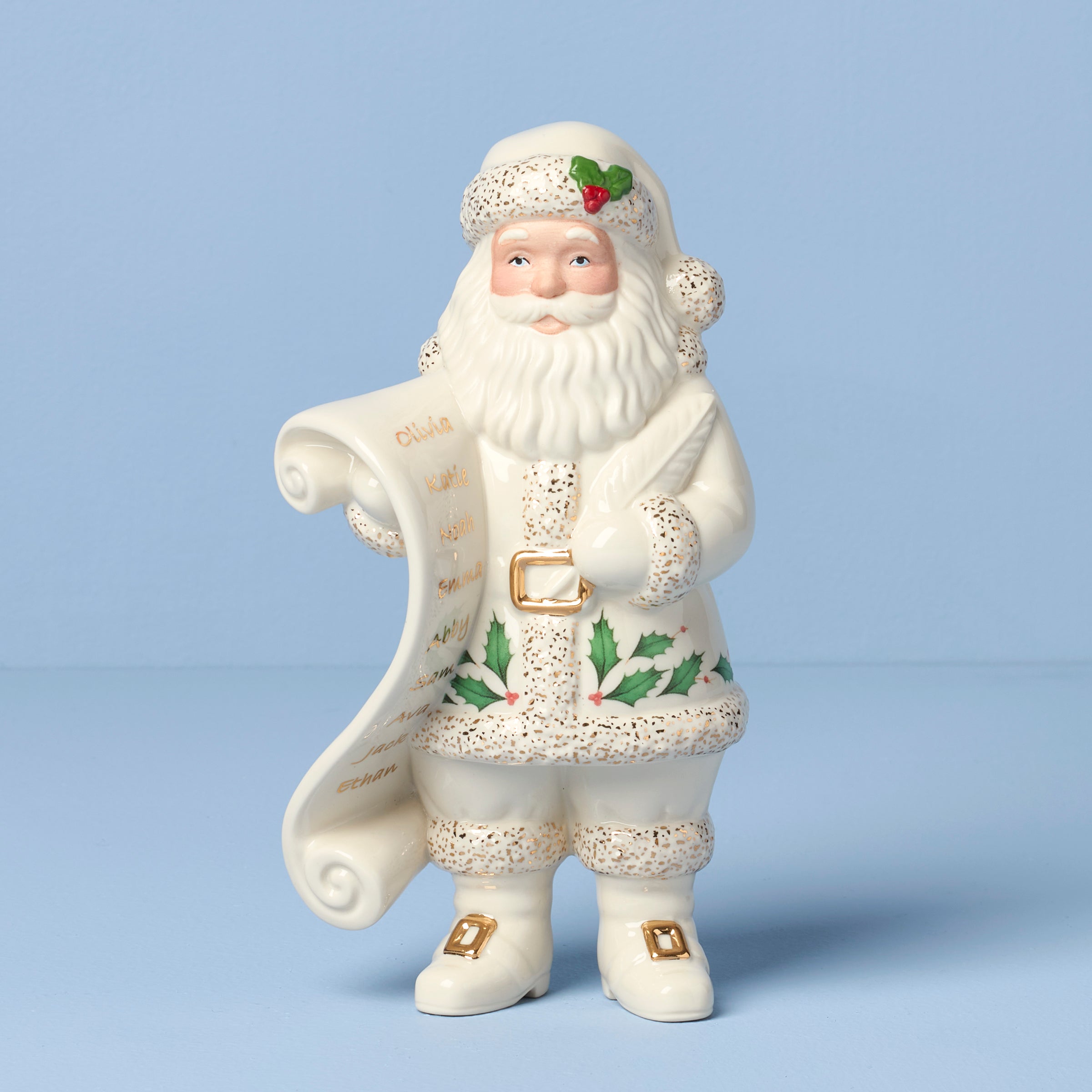 Figurine du Père Noël avec liste 2025