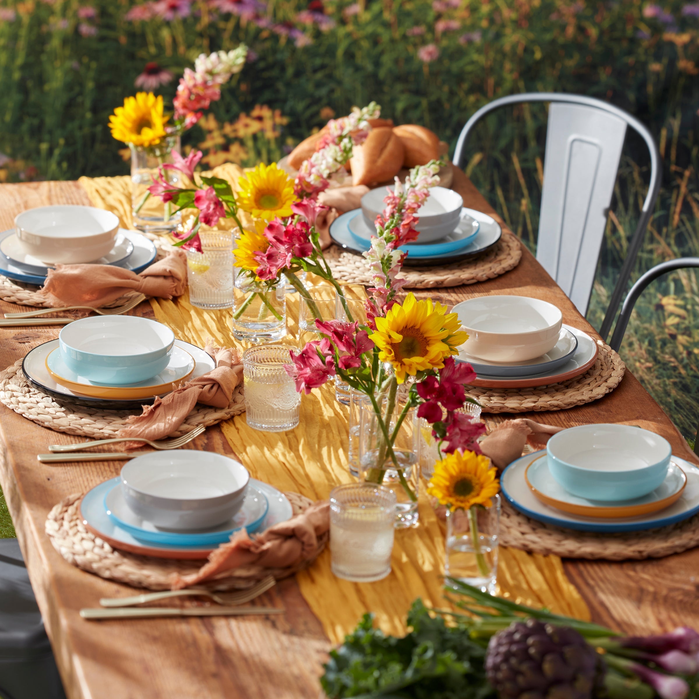 Service de table 12 pièces turquoise 24 Seven Colors