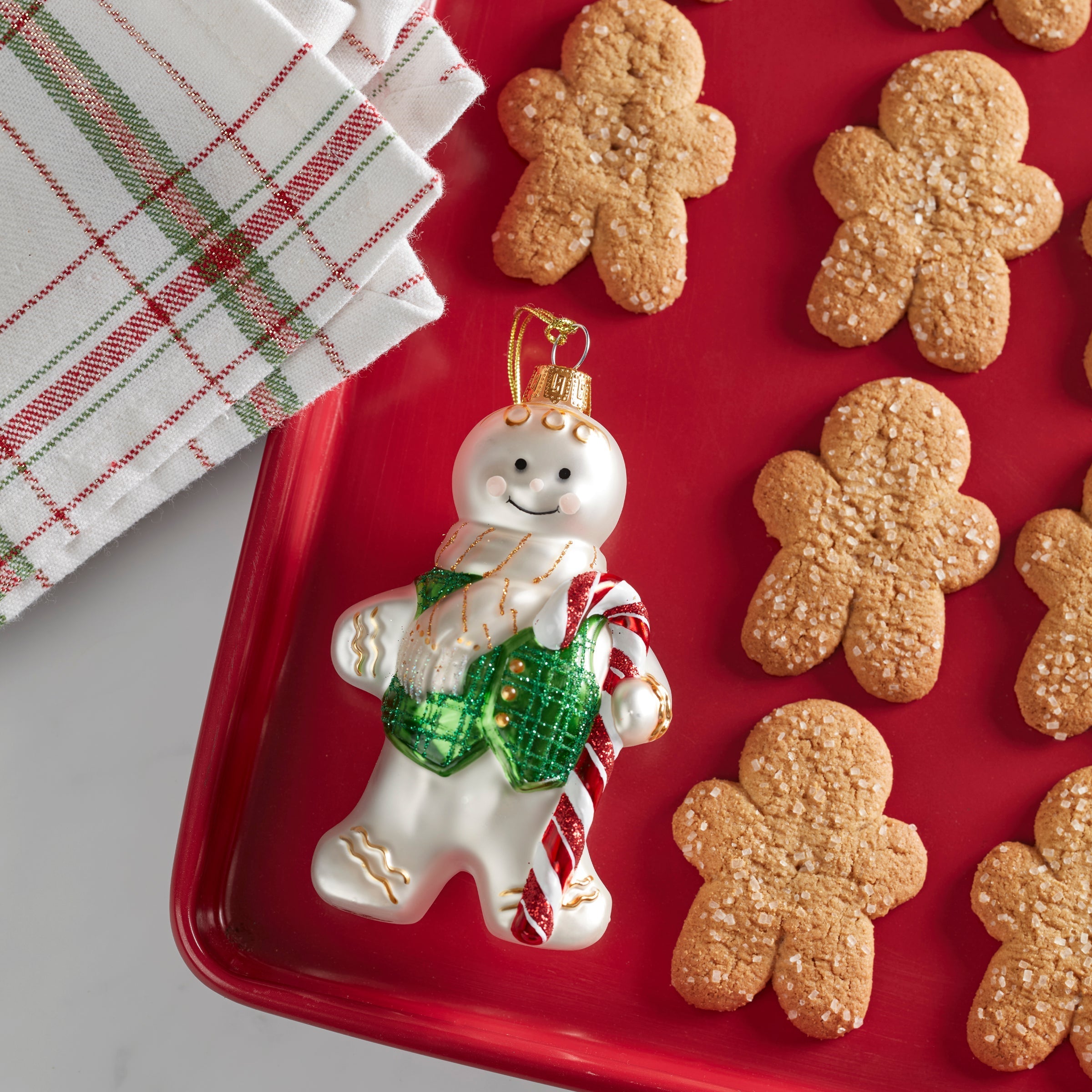 Ornement en verre soufflé rétro en forme de pain d'épice 2025