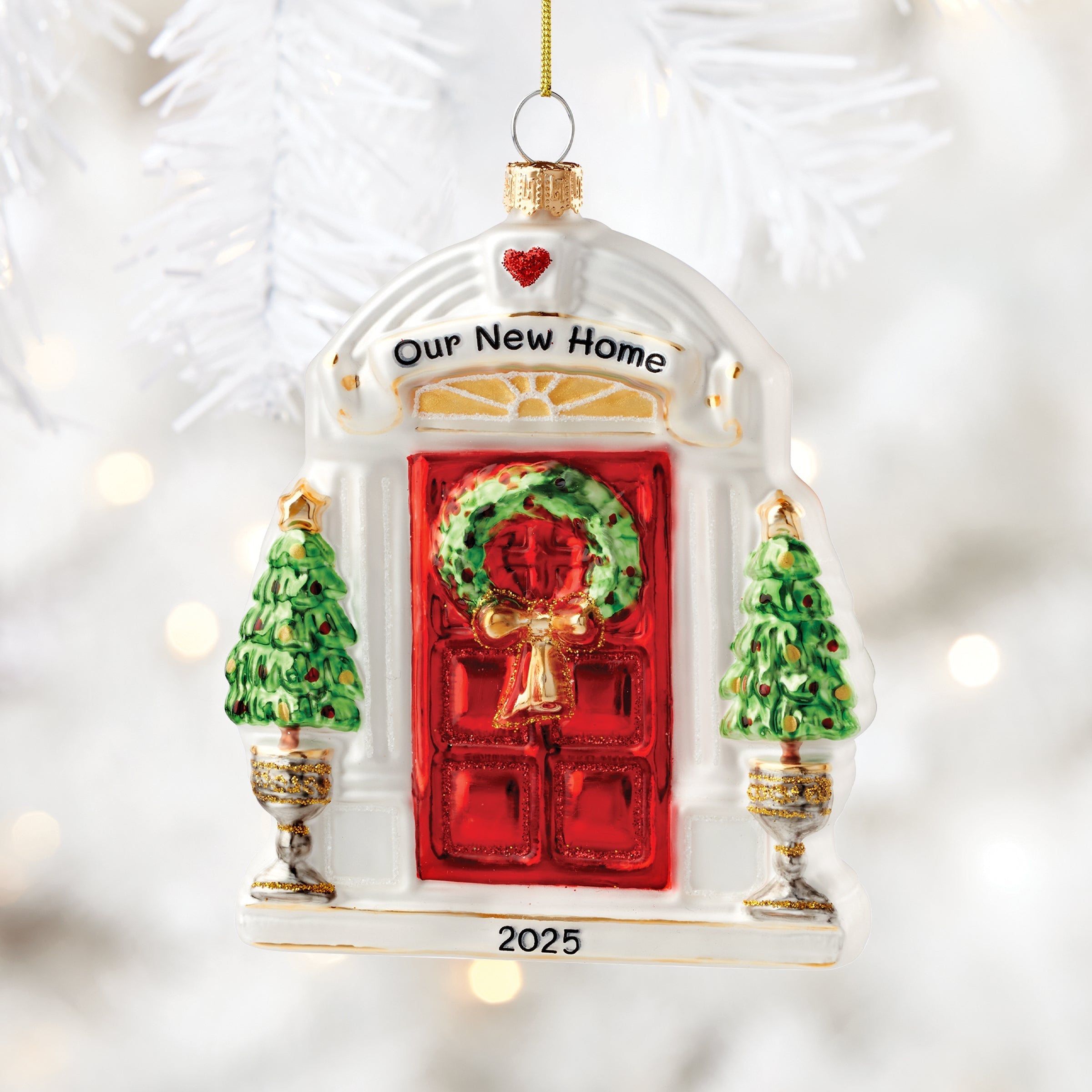 Ornement de maison rétro en verre soufflé 2025