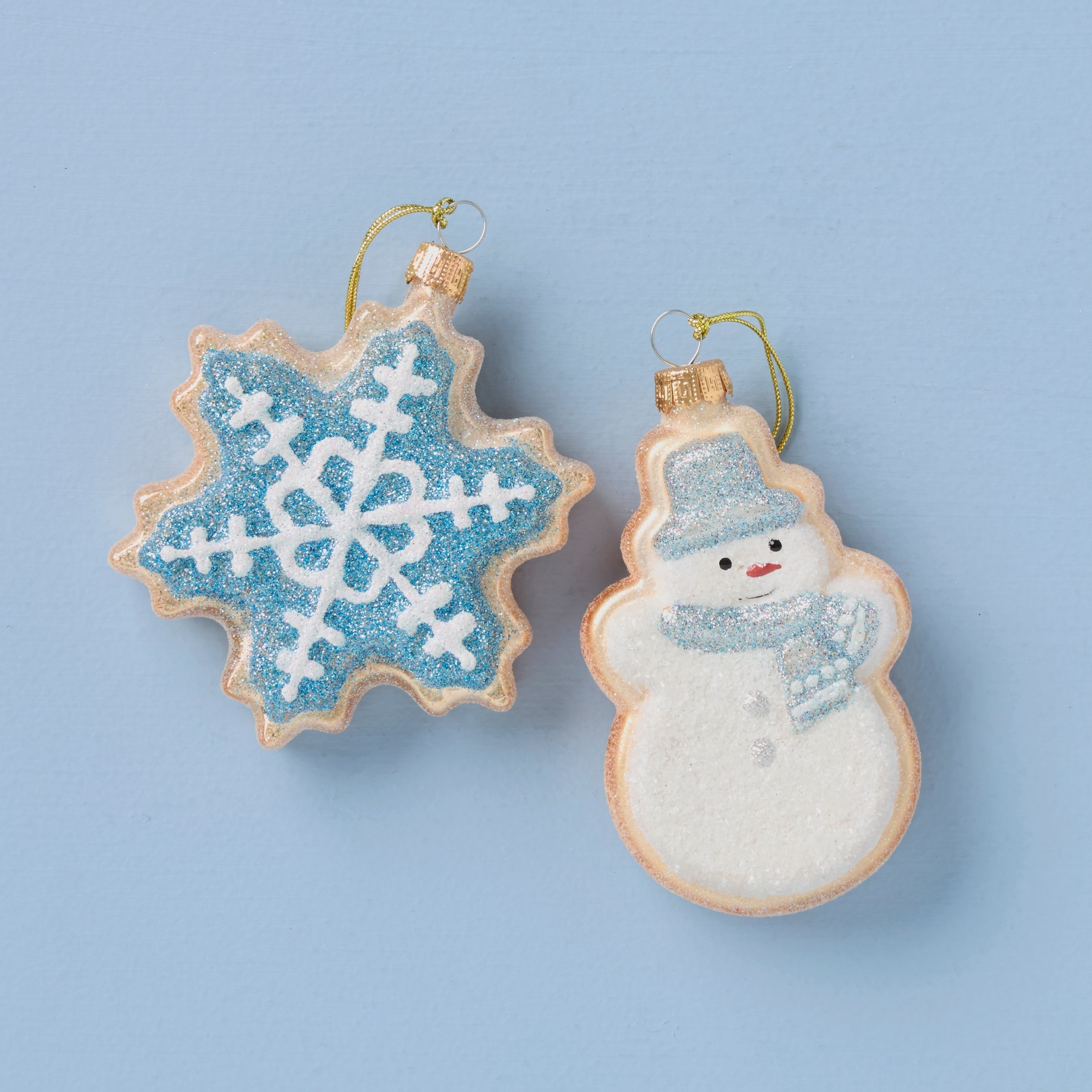 Ornements de biscuits en verre soufflé bonhomme de neige et flocon de neige 2