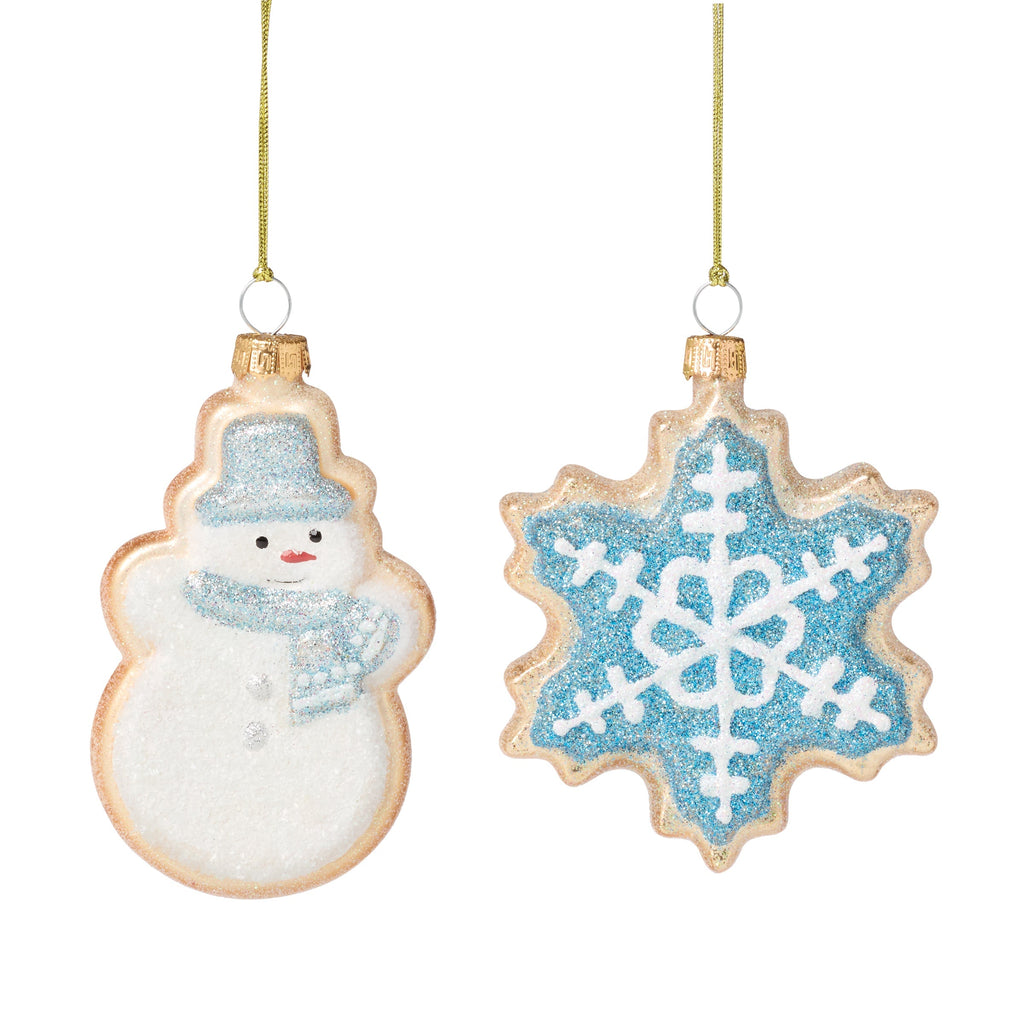 Ornements de biscuits en verre soufflé bonhomme de neige et flocon de neige 2
