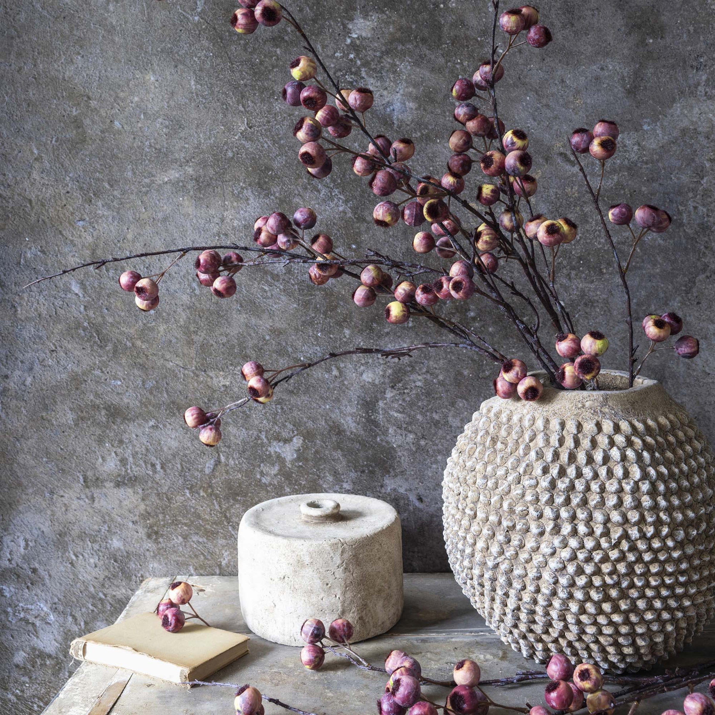 Tige d'aubépine artificielle à baies roses