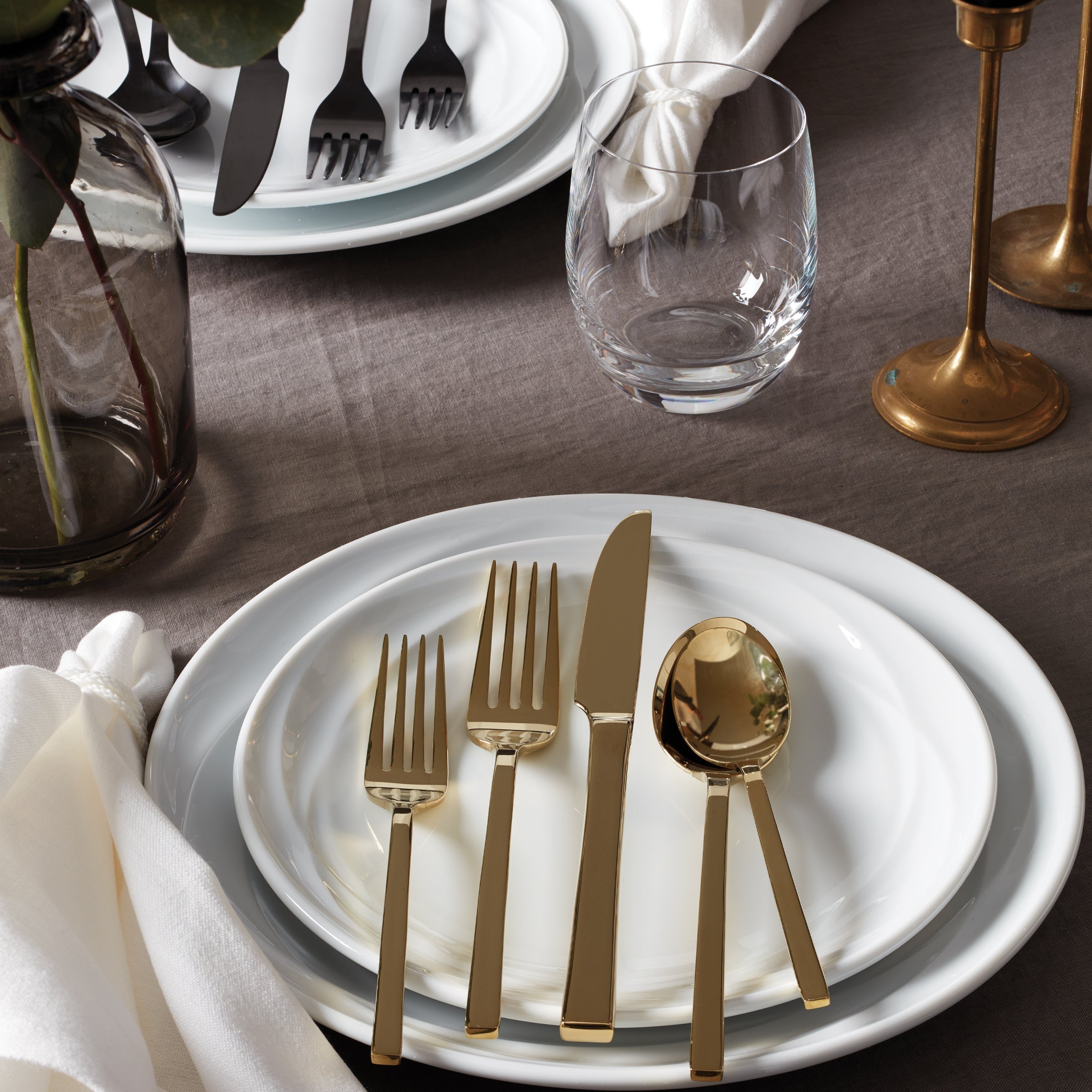 Ensemble de couverts Allay Black Champagne 40 pièces