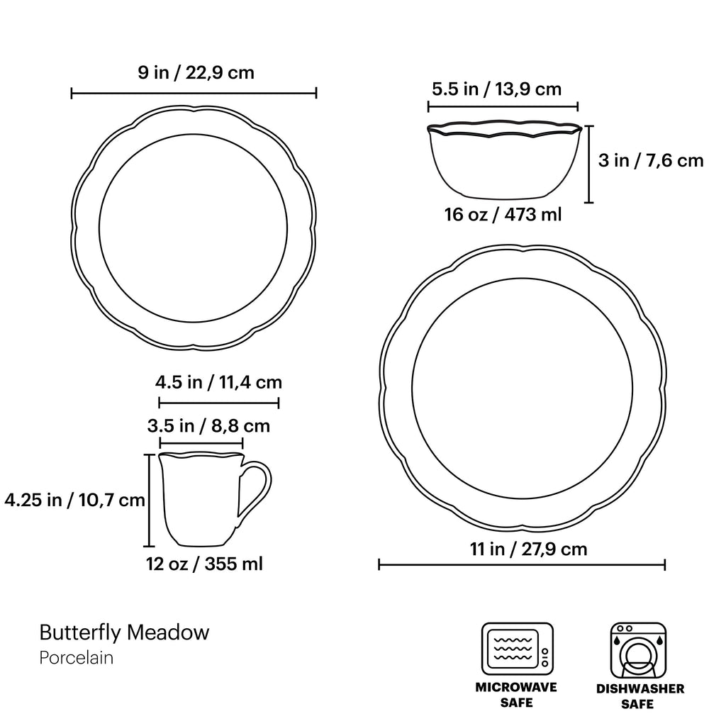 Service de table 24 pièces Butterfly Meadow