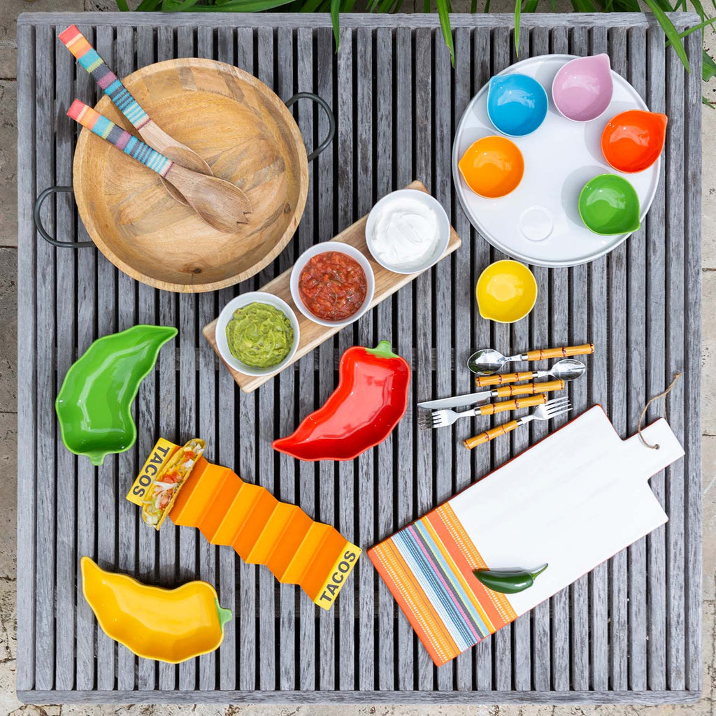 Ensemble de couverts 20 pièces avec manche en bambou