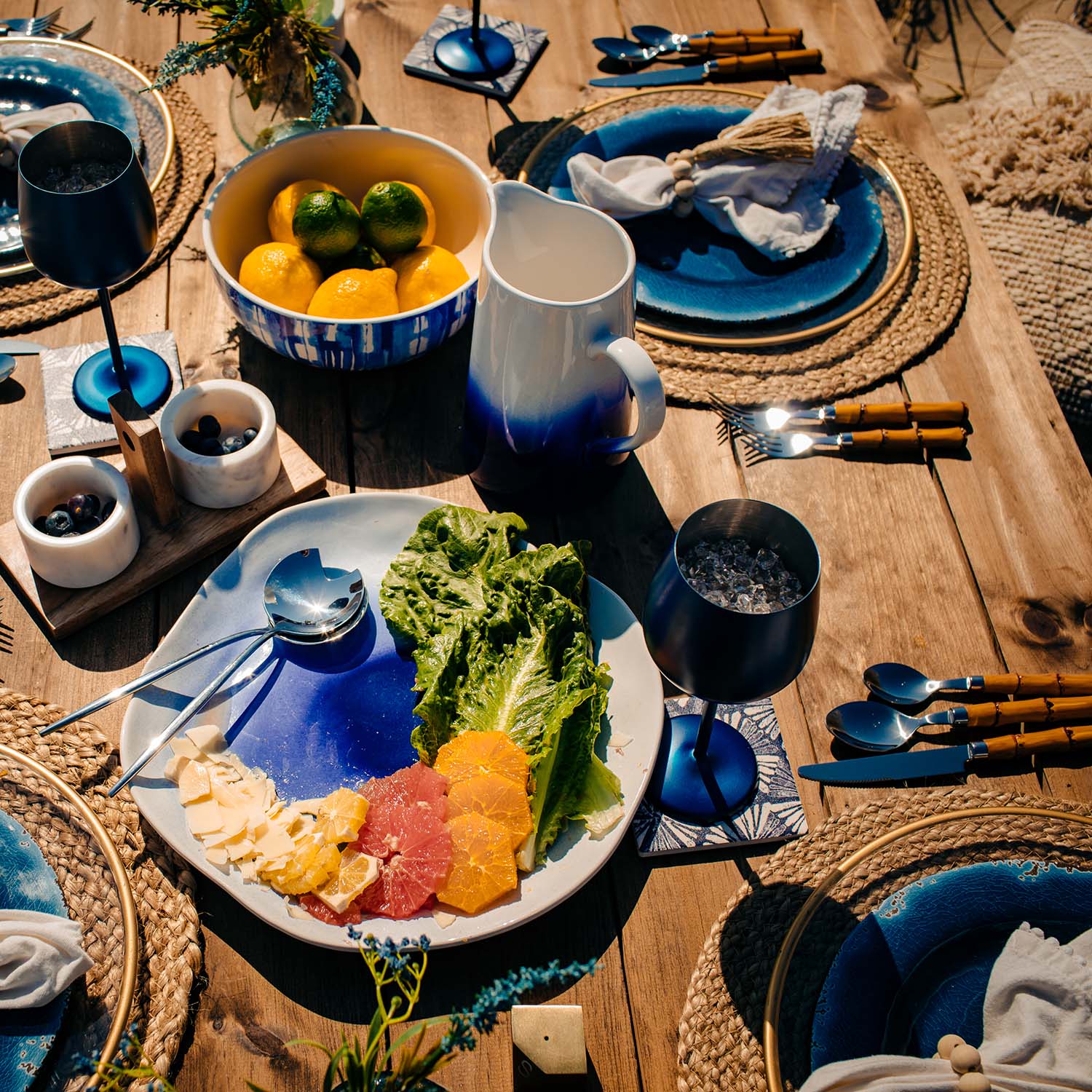 Ensemble de couverts 20 pièces avec manche en bambou