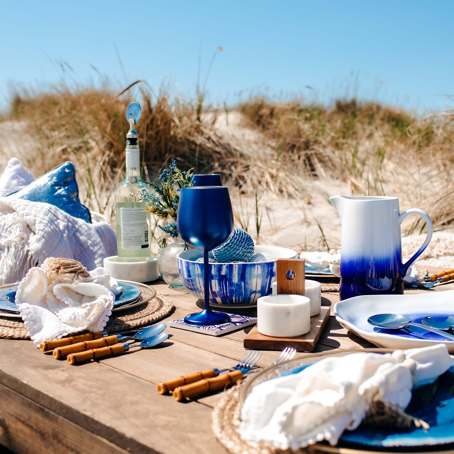 Ensemble de couverts 20 pièces avec manche en bambou